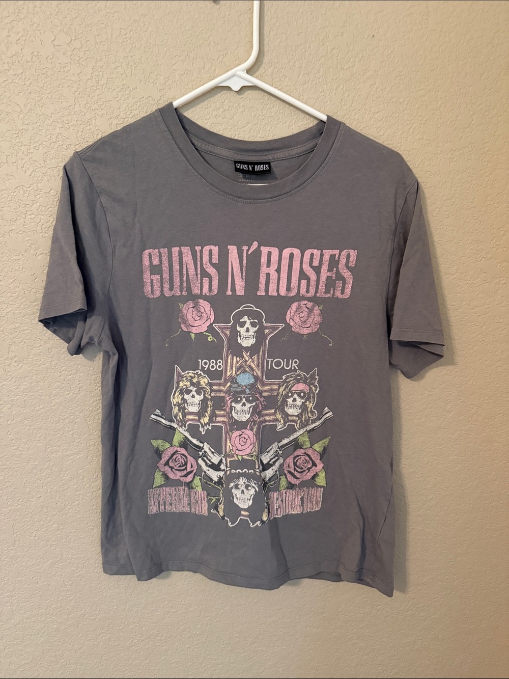 Gray Graphic Guns N’ Roses Tour T-Shirt - Pink Accent
